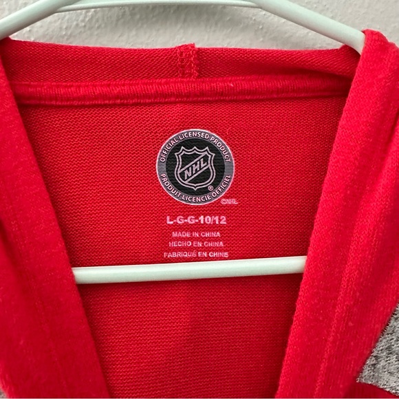 NHL (L 10/12) Red and Gray Chicago Blackhawks Long Sleeve Hooded Sweater - Picture 3 of 6